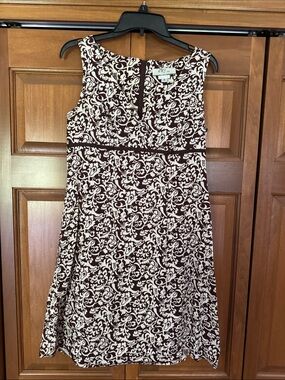 cByo Brown and Cream Sleeveless A-Line Dress